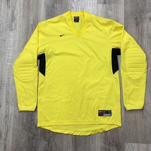 Nike Team Vintage Jersey Goalkeeper Football Soccer Shirt Yellow Men Sz Medium
